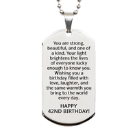 Load image into Gallery viewer, 42nd Birthday Gifts for Women - 42nd Birthday Dog Tag Necklace for Women - Stainless Steel – front view
