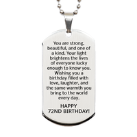Load image into Gallery viewer, 72nd Birthday Gifts for Women - 72nd Birthday Dog Tag Necklace for Women - Stainless Steel – front view

