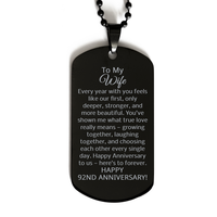 Load image into Gallery viewer, 92nd Anniversary Necklace for Wife 92 Years Anniversary Jewelry for Her Women 92nd Anniversary Dog Tag Necklace – front view
