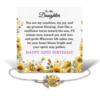 Load image into Gallery viewer, Daughter 32nd Birthday Gifts - 32nd Birthday Gift for Daughter - .925 Sterling Silver Sunflower Bracelet – front view
