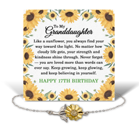 Load image into Gallery viewer, 17th Birthday Gifts for Granddaughter - Birthday Jewelry for Granddaughter 17 Years Old - .925 Sterling Silver Sunflower Bracelet – front view
