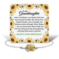 Load image into Gallery viewer, 55th Birthday Gifts for Granddaughter - Birthday Jewelry for Granddaughter 55 Years Old - .925 Sterling Silver Sunflower Bracelet – front view
