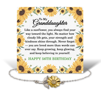 Load image into Gallery viewer, 56th Birthday Gifts for Granddaughter - Birthday Jewelry for Granddaughter 56 Years Old - .925 Sterling Silver Sunflower Bracelet – front view
