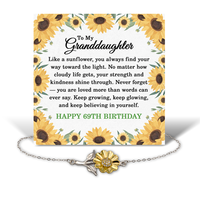 Load image into Gallery viewer, 69th Birthday Gifts for Granddaughter - Birthday Jewelry for Granddaughter 69 Years Old - .925 Sterling Silver Sunflower Bracelet – front view
