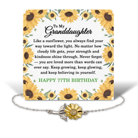 Load image into Gallery viewer, 77th Birthday Gifts for Granddaughter - Birthday Jewelry for Granddaughter 77 Years Old - .925 Sterling Silver Sunflower Bracelet – front view

