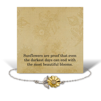 Load image into Gallery viewer, Gifts for Granddaughter - Sunflower Message Card Bracelet for Granddaughter – Sunflowers Prove Even the Darkest Days – front view
