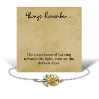 Load image into Gallery viewer, Sunflower Bracelet for Granddaughter – Always Remember to Turn Toward the Light – Inspirational Jewelry Gift with Card – front view
