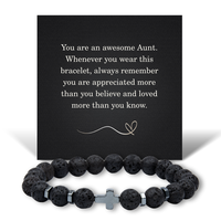 Load image into Gallery viewer, Christmas Gifts for Aunt - Awesome Aunt Bracelet - Lava Rock Bracelet – front view
