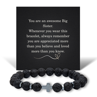 Load image into Gallery viewer, Christmas Gifts for Big Sister - Awesome Big Sister Bracelet - Lava Rock Bracelet – front view
