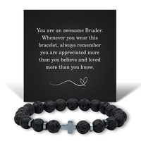 Load image into Gallery viewer, Christmas Gifts for Bruder - Awesome Bruder Bracelet - Lava Rock Bracelet – front view
