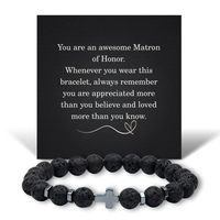 Load image into Gallery viewer, Christmas Gifts for Matron of Honor - Awesome Matron of Honor Bracelet - Lava Rock Bracelet – front view
