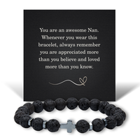 Load image into Gallery viewer, Christmas Gifts for Nan - Awesome Nan Bracelet - Lava Rock Bracelet – front view
