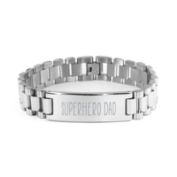 Load image into Gallery viewer, Superhero Dad Bracelet, Dad Stainless Steel Bracelet for Him – front view
