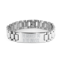 Load image into Gallery viewer, The Greatest Dad in the Universe Bracelet, Dad Stainless Steel Bracelet for Him – front view
