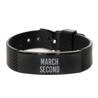 Load image into Gallery viewer, March Second Bracelet Birthday Birth Date Wedding Anniversary Date for Men Women Him Her March 2 Jewelry – front view
