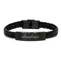 Load image into Gallery viewer, Abundance Bracelet for Him Her Men Women Braided Leather Bracelet Black – front view
