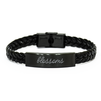 Load image into Gallery viewer, Blossoms Bracelet for Him Her Men Women Braided Leather Bracelet Black – front view
