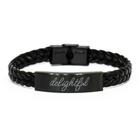 Load image into Gallery viewer, Delightful Bracelet for Him Her Men Women Braided Leather Bracelet Black – front view
