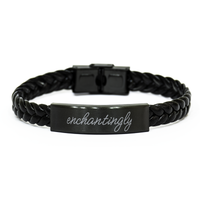 Load image into Gallery viewer, Enchantingly Bracelet for Him Her Men Women Braided Leather Bracelet Black – front view
