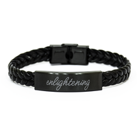 Load image into Gallery viewer, Enlightening Bracelet for Him Her Men Women Braided Leather Bracelet Black – front view
