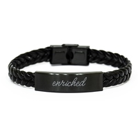 Load image into Gallery viewer, Enriched Bracelet for Him Her Men Women Braided Leather Bracelet Black – front view
