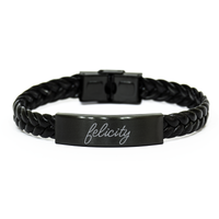 Load image into Gallery viewer, Felicity Bracelet for Him Her Men Women Braided Leather Bracelet Black – front view
