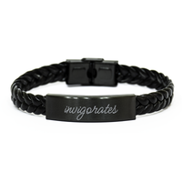 Load image into Gallery viewer, Invigorates Bracelet for Him Her Men Women Braided Leather Bracelet Black – front view

