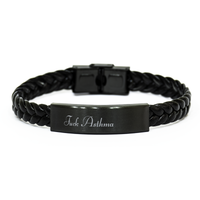 Load image into Gallery viewer, Fuck Asthma Bracelet for Him Men Leather Bracelet Patient Survivor – front view
