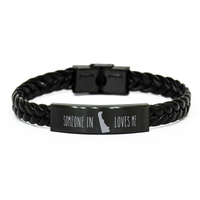 Load image into Gallery viewer, Someone in Delaware Loves Me Bracelet Delaware Gift Bracelet for Him Men Leather Bracelet – front view
