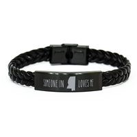 Load image into Gallery viewer, Someone in Mississippi Loves Me Bracelet Mississippi Gift Bracelet for Him Men Leather Bracelet – front view
