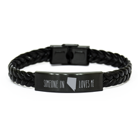 Load image into Gallery viewer, Someone in Nevada Loves Me Bracelet Nevada Gift Bracelet for Him Men Leather Bracelet – front view
