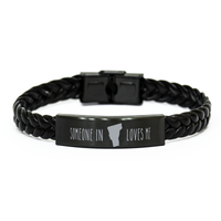 Load image into Gallery viewer, Someone in Vermont Loves Me Bracelet Vermont Gift Bracelet for Him Men Leather Bracelet – front view
