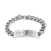 Load image into Gallery viewer, Someone in Indiana Loves Me Bracelet Cuban Link Stainless Steel for Him Men – front view
