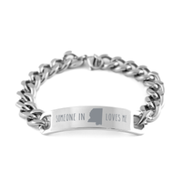 Load image into Gallery viewer, Someone in Mississippi Loves Me Bracelet Cuban Link Stainless Steel for Him Men – front view

