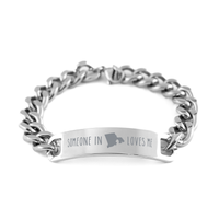 Load image into Gallery viewer, Someone in Rhode Island Loves Me Bracelet Cuban Link Stainless Steel for Him Men – front view
