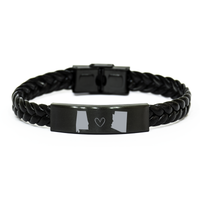 Load image into Gallery viewer, Alabama and Arizona Bracelet Long Distance Gift Men Women Him Her Relationships Black Leather Bracelet – front view
