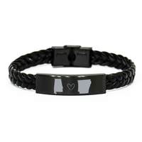 Load image into Gallery viewer, Alabama and Arkansas Bracelet Long Distance Gift Men Women Him Her Relationships Black Leather Bracelet – front view
