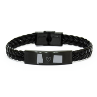 Load image into Gallery viewer, Alabama and Colorado Bracelet Long Distance Gift Men Women Him Her Relationships Black Leather Bracelet – front view
