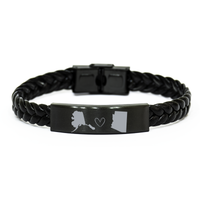 Load image into Gallery viewer, Alaska and Arizona Bracelet Long Distance Gift Men Women Him Her Relationships Black Leather Bracelet – front view
