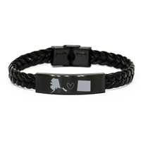 Load image into Gallery viewer, Alaska and Colorado Bracelet Long Distance Gift Men Women Him Her Relationships Black Leather Bracelet – front view
