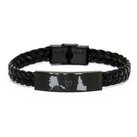 Load image into Gallery viewer, Alaska and Idaho Bracelet Long Distance Gift Men Women Him Her Relationships Black Leather Bracelet – front view
