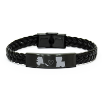 Load image into Gallery viewer, Alaska and Louisiana Bracelet Long Distance Gift Men Women Him Her Relationships Black Leather Bracelet – front view
