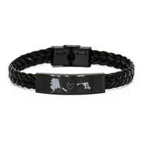 Load image into Gallery viewer, Alaska and Maryland Bracelet Long Distance Gift Men Women Him Her Relationships Black Leather Bracelet – front view
