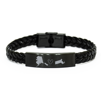 Load image into Gallery viewer, Alaska and Massachusetts Bracelet Long Distance Gift Men Women Him Her Relationships Black Leather Bracelet – front view
