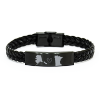 Load image into Gallery viewer, Alaska and Minnesota Bracelet Long Distance Gift Men Women Him Her Relationships Black Leather Bracelet – front view
