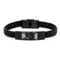 Load image into Gallery viewer, Alaska and Mississippi Bracelet Long Distance Gift Men Women Him Her Relationships Black Leather Bracelet – front view
