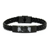 Load image into Gallery viewer, Alaska and Nevada Bracelet Long Distance Gift Men Women Him Her Relationships Black Leather Bracelet – front view
