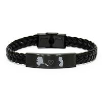 Load image into Gallery viewer, Alaska and New Jersey Bracelet Long Distance Gift Men Women Him Her Relationships Black Leather Bracelet – front view
