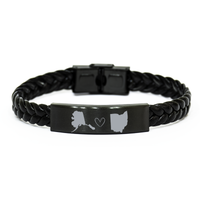 Load image into Gallery viewer, Alaska and Ohio Bracelet Long Distance Gift Men Women Him Her Relationships Black Leather Bracelet – front view
