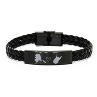 Load image into Gallery viewer, Alaska and West Virginia Bracelet Long Distance Gift Men Women Him Her Relationships Black Leather Bracelet – front view
